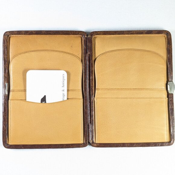 Antique English leather travel wallet, calling card case, passport sleeve - Picture 5 of 12